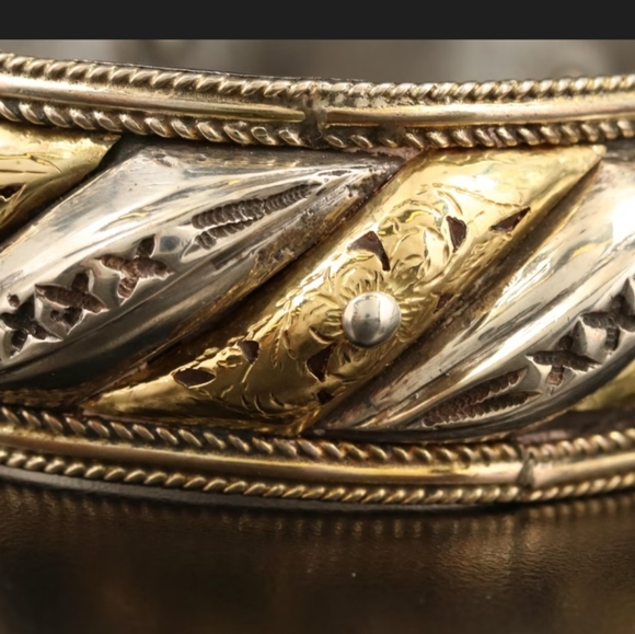 Estate HEAVY Sterling Silver Handmade Resin Bracelet - Picture 3 of 4